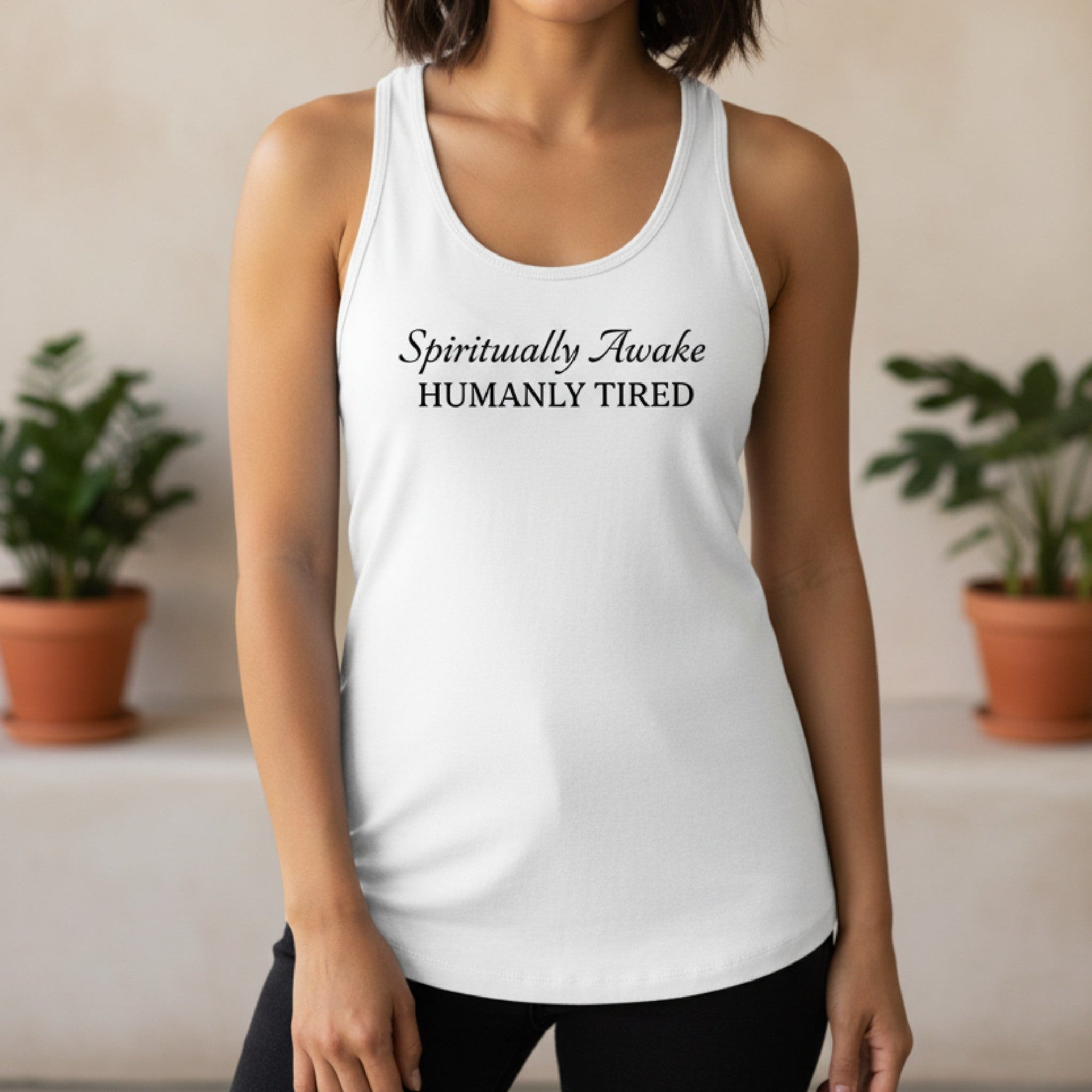 Spiritually Awake Humanly Tired Tank Top | Funny Spiritual Gift for Women | Yoga Tank
